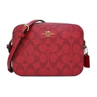 COACH 立體馬車LOGO緹花PVC相機斜背包(紅)