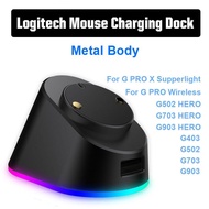 Metal RGB Mouse Charging Dock For Logitech Magnetic Wireless Mouse Charger G Pro X Superlight G 403 502 703 903 HERO Pro WIRELES