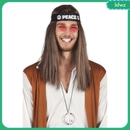 ❦ Hippy 60s 70s Headband Glasses Peace Necklace Fancy Dress Costume Accessory