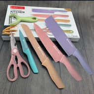 IdeaZtore - Set Pisau 6 Pcs Colorfull Corrugated Kitchen Knife
