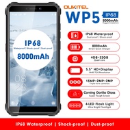 OUKITEL WP5 8000mAh 4GB+32GB/64GB IP68 Android 10.0 Waterproof Triple Camera 5.5 inches Rugged Smartphone 4G LTE Dual SIM Mobile Phone Face/Fingerprint ID GPS