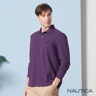 Nautica經典素面長袖POLO衫-紫色