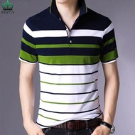 Wintin Ketibaan Baru Gaya Baru Mudah-Penjagaan Musim Bunga Musim Panas Selesa Barang Tempat Breathability Fesyen Selesa Baju Bercetak Stripe Formal shirt Lelaki Bergaya Bergaya Lengan Panjang Slim Perniagaan Cool T-Shirt