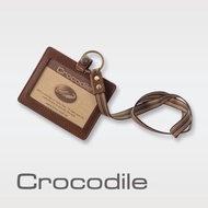 【Crocodile】鱷魚皮件 真皮識別證 2窗格 ID 名片 識別證 0103-5809-咖啡色(Natural系列)