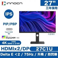 INNOCN 27吋 3840*2160 4K UHD 60Hz 4ms IPS 顯示屏連USB-C 65w 27C1U