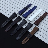 28mm High Quality Genuine Leather Rubber Cowhide Silicone Watchband Fit for Franck Muller Watch Strap Bracelets Black Buckle