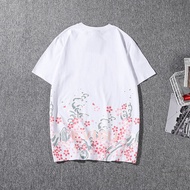 LAXIOriginal EVISU Japan limited custom design cherry print men's casual short-sleeve t-shirts 2022 new men's women's couples summer 100% cotton o-neck t-shirts men unisex soft street style t-shirts tees