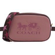 【COACH】限定款 大馬車LOGO雙背帶三用腰包相機包斜背包(粉紫)