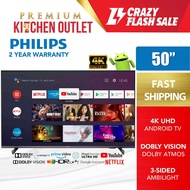 【24H Ship Out】Philips 50 Inch 4K UHD Android TV 50PUT7906 | Dolby Vision | 3-Sided Ambilight | Smart TV | Netflix Youtube | Philips TV 50" Philips TV Philips 4K TV similar Samsung UA50AU7000 KD-50X75K Sony LG TV 50UP7750 50UP7750PTB 50UP7750PTB