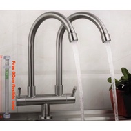 Kitchen Sink Stainless Steel Double Outlet Tap Faucet