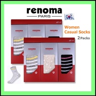 [RENOMA Women Casual Socks 2 Set (6 Pairs) ] RENOMA Socks Women Socks Cute Sock Korean Socks Cotton Half Socks Korea Women Sock Long Socks Women Mid Calf Socks Woman Socks REWS