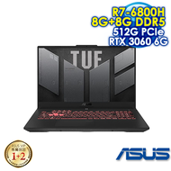 【潮電競】ASUS TUF GAMING A17 FA707RM-0021B6800H 御鐵灰 (17.3 FHD 144HZ IPS/AMD R7 6800H/8G DDR5-4800 *2/PCIE 512G SSD/NVIDIA RTX 3060 6G GDDR6/WIN 11)