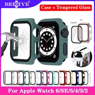 TPU Silicone Case+Tempered Glass For Apple Watch 6 SE 5 4 40mm 44mm i Watch 3 2 1 38mm 42mm Screen Protector coverage Bumper case for apple watch Series 6 5 4 3 2 1 SE Smart Watch Acceccories