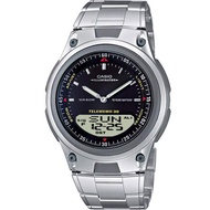 Casio แบตเตอรี่ 10 ปี สองระบบเข็มดิจิตอล นาฬิกาข้อมือ สายสแตนเลส รุ่น AW-80D