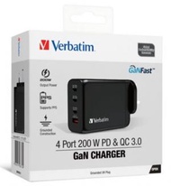 Verbatim GAN PD 200W 4Port UK Charger 4端口充電器 (英規插頭) #66703