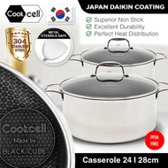 COOKCELL BlackCube Casserole - 24cm / 28cm  *304 Stainless Steel with Japan Daikin Coating