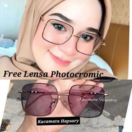 ❂♛ Paket Frame Lensa Kacamata Minus / anti radiasi / Photocromic Kacamata Wanita Kotak 9691