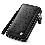 Leather Business Phone Bag Men's Wallet Card Holder Wallet Long Top Layer Leather Men's Zipper Wallet Clutch