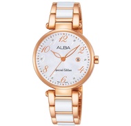 ALBA นาฬิกาข้อมือผู้หญิง รุ่น AH7N74X1 Special Edition ผลิตจำนวนจำกัด สายสแตนเลส สีPinkgold / เซรามิกแท้ สีขาว - รับประกันศูนย์ ALBA (SEIKO) 1 ปี