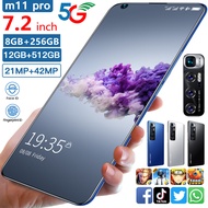 COD hp M11 Pro 12GB RAM+512GB 21MP+42MP 7.2 Inci Handphone Murah Promo Layar Penuh Versi Android Global Fingerprint Smartphone Ponsel