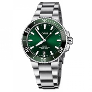 【ORIS 豪利時】Aquis 時間之海潛水300米日期機械錶-綠水鬼x銀/39mm(0173377324157-0782105PEB)