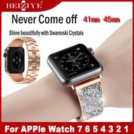 NewWays Compatible สายนาฬิกา สำหรับ Apple Watch 7 SE 6 Band 41mm 45MM Sparkling Bling Crystal Bracelet สาย สำหรับ Apple Watch Band 42mm 38mm Series 7 6 SE 5 4 3 2 1 i watch Bands 40mm 44mm Womens
