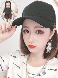 หญิงหมวกวิกผม Wigs สั้นผมหยิกหมวกเบสบอลเต็มรูปแบบวิกผมทรงผม