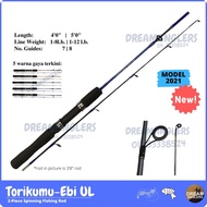 [New2021] Torikumu Ebi UL 1-8lb 4 kaki 1-12lb 5 Kaki 2-Piece Spinning Fishing Rod (Joran Udang Ikan)