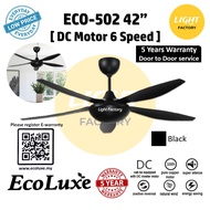 ECOLUXE 42" DC Motor Baby Fan 5 Blades 6 Speed Remote Control Ceiling Fan 42Inch Black / White Kipas Siling