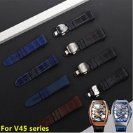 ♙Top brand quality 28mm Nylon Cowhide Silicone Watch Strap Black Blue Folding Buckle Watchband for Franck Muller Series Watch✦