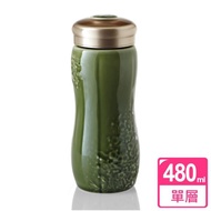【乾唐軒活瓷】梅花單層陶瓷隨身杯 480ml(綠)
