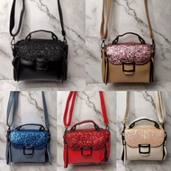 Glitter Sling Bag PU Leather Pouch Metal Clasp