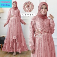 (Gratis ONGKIR) LEVAN - Baju Gamis Syari Jumbo Pesta Lebaran Model Terbaru 2021 Pakaian Busana Muslim Modern Maxy Maxi Dress Wanita Bahan Brukat Brokat