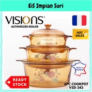 (Ready Stock!!) Visions 6pcs Covered Casserole Versapot Set (VS-343) Cookware Periuk Masak Cookpot