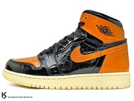 2019 創新配色 1985 年經典復刻款 九孔鞋洞 NIKE AIR JORDAN 1 RETRO HIGH OG GS SHATTERED BACKBOARD 3.0 大童鞋 女鞋 灌碎 灌碎藍框 黑橘 皺摺亮皮 米黃底 一代 AJ BG 豬油 (575441-028) !