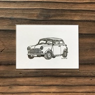 手繪老車明信片- Mini Austin. 奧斯丁 咪你