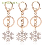 MXBEAUTY1 Removable Key Ring Fashion Pendant Snowflake Keychain Christmas Gift New Arrival Trendy Hot for Woman Ladies Crystal Gold-color Jewelry