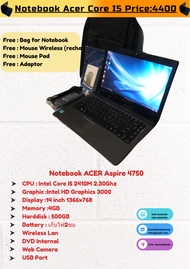 โน๊ตบุ๊คมือสอง ราคาถูก Notebook ACER Core i5 Ram 4 G HDD500GB แบตเตอรี่เก็บไฟ