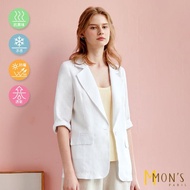 【MON’S】亞麻混紡休閒西裝外套