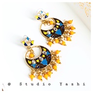 Gold Plated Meenakari Kundan Dangler Earrings - Indian Fashion jewellery - Indo western earrings