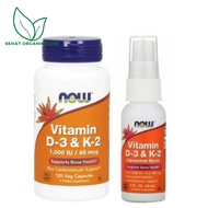Now Foods Vitamin D3 &amp; K2 120 Vcaps; D3 &amp; K2 Liposomal Spray 59ml - Now Foods