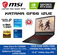MSI - [12核心 i5] Katana GF66 12UE ( i5-12500H/ 16GB RAM/ 1TB SSD/ RTX3060/ 15.6" 144Hz ) 手提電腦
