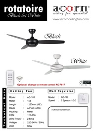 Dmora Acorn Rotatoire AC101 48 inch Remote Control Ceiling Fan