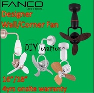 Fanco Designer Wall Fan/ Corner Fan/ DONO/VINO/TRISTAR NANO/ Ceiling Fan/ Small Fan