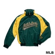 MLB-奧克蘭運動家隊撞色立領內刷毛棒球外套-深綠色(男)