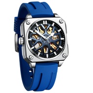Men's mechanical watch BIDEN BIDEN new hollow out a trainspotter wheel type silicone strap watch fashion atmosphere