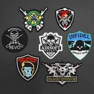 【Customized 】Airsoft Team Airsoft Skull Tactical Military 3D Embroidery Velcro Patch /Badges/armband/Emblem Decorative For Jackets Jeans Backpack cap
