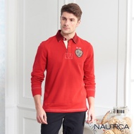 Nautica經典素面長袖POLO衫-亮紅