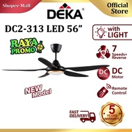 Ceiling fan with light DEKA DC2-313L 56  5 Blades DC Motor with 7 Speeds Remote Control   Reverse Ceiling Fan with LED Light Black Kipas Siling