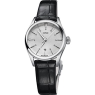 【ORIS 豪利時】Artelier 藝術家真鑽機械女錶-銀x黑/28mm(0156177224051-0751464FC)